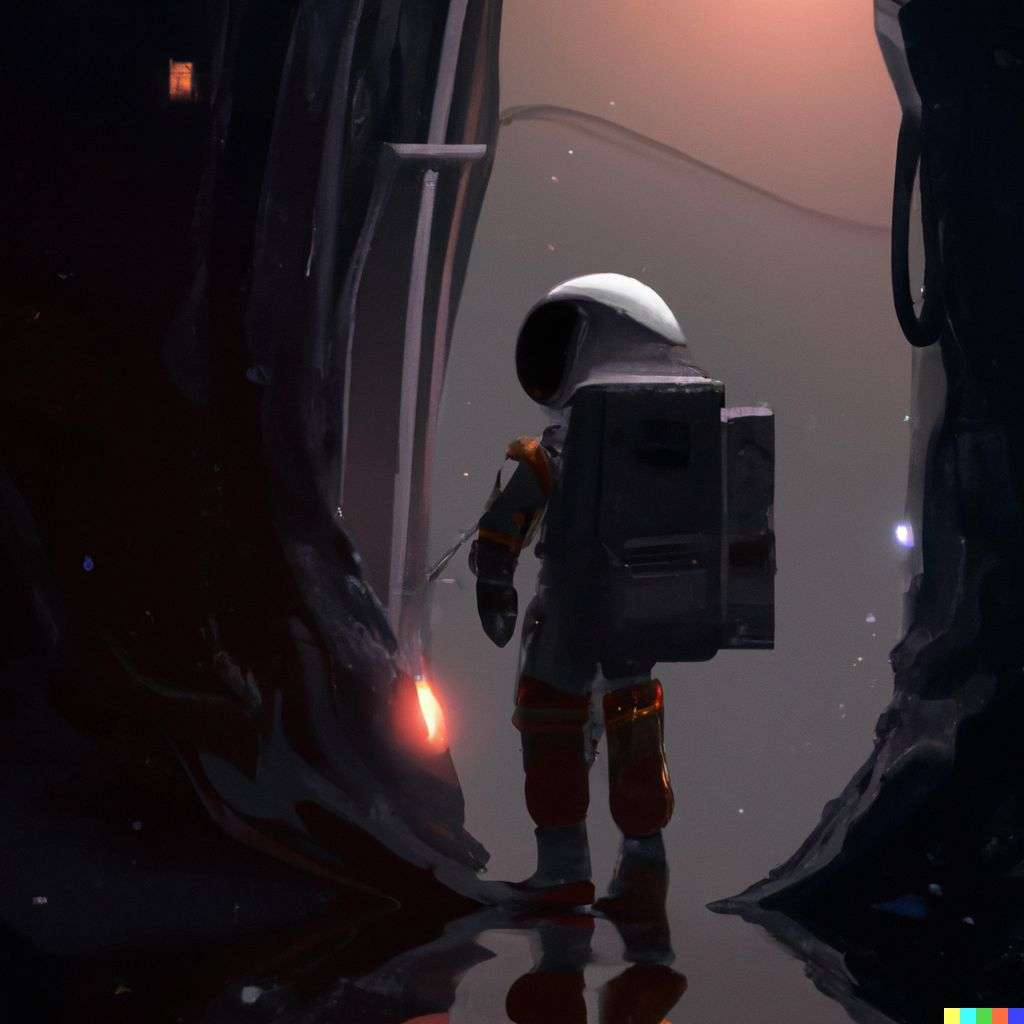 an astronaut, digital art, dystopia